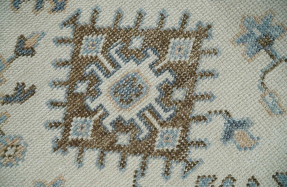 Custom Made Ivory, Peach and Gray Hand knotted Traditional Turkish Design Oushak wool Area Rug.