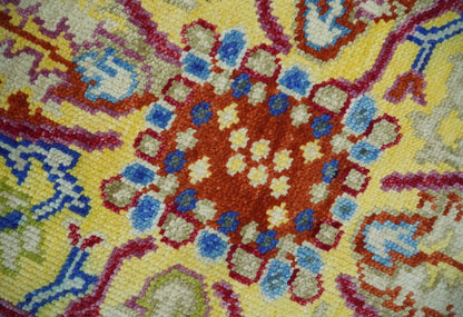 Custom Made Light Green and Purple Medallion Traditional Hand Knotted Wool Area Rug.