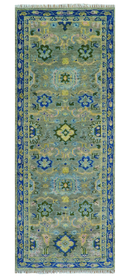 Custom Made Lt. Silver, Grey and Mustard Hand Knotted Traditional Oushak wool area rug.