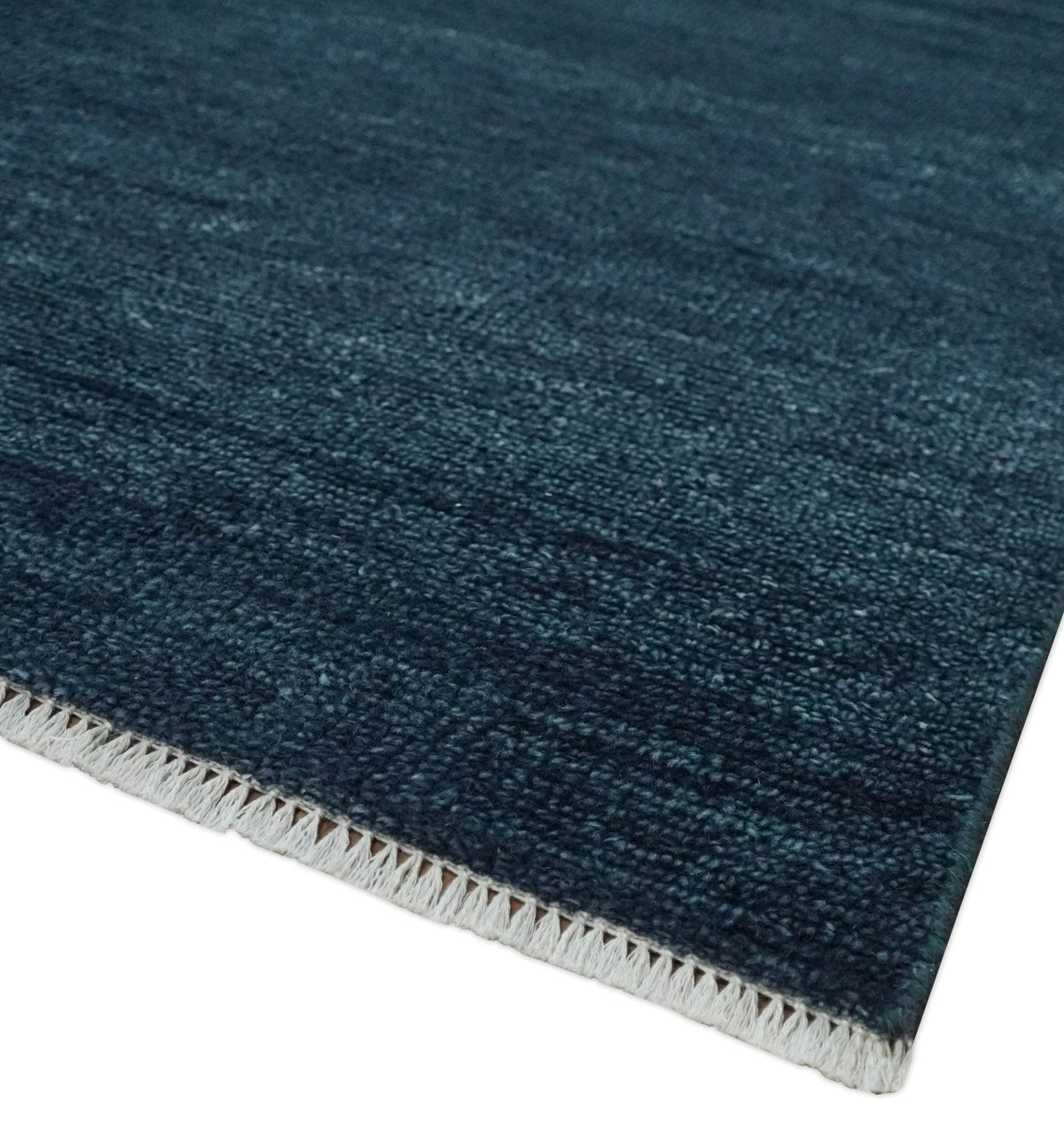 Custom Made Midnight blue Solid Hand knotted Modern wool Area Rug.