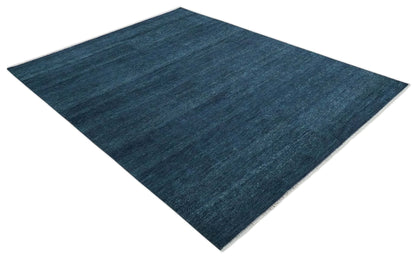 Custom Made Midnight blue Solid Hand knotted Modern wool Area Rug.
