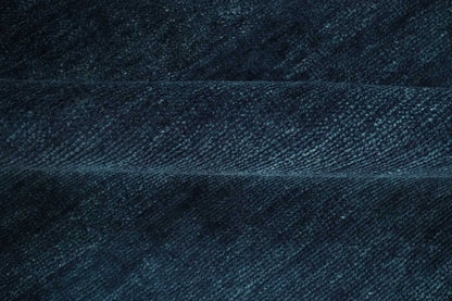 Custom Made Midnight blue Solid Hand knotted Modern wool Area Rug.