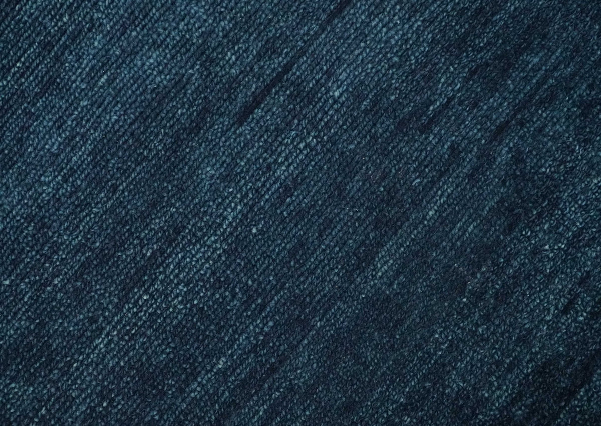 Custom Made Midnight blue Solid Hand knotted Modern wool Area Rug.