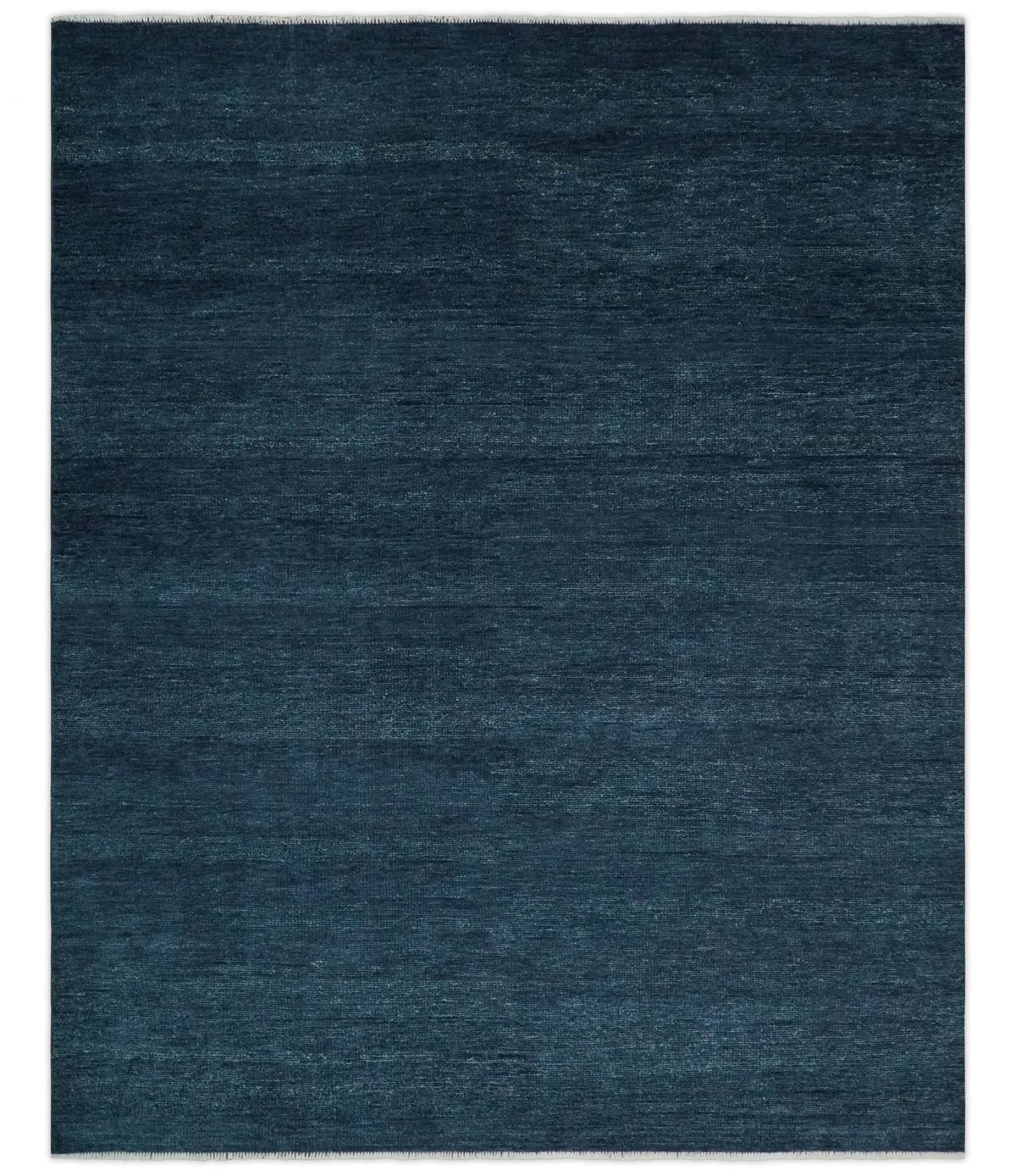 Custom Made Midnight blue Solid Hand knotted Modern wool Area Rug.