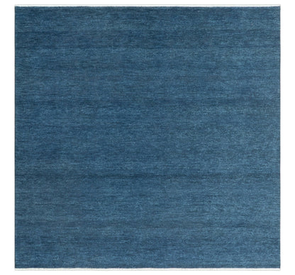 Custom Made Midnight blue Solid Hand knotted Modern wool Area Rug.