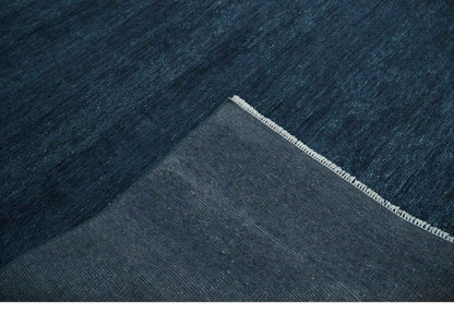 Custom Made Midnight blue Solid Hand knotted Modern wool Area Rug.
