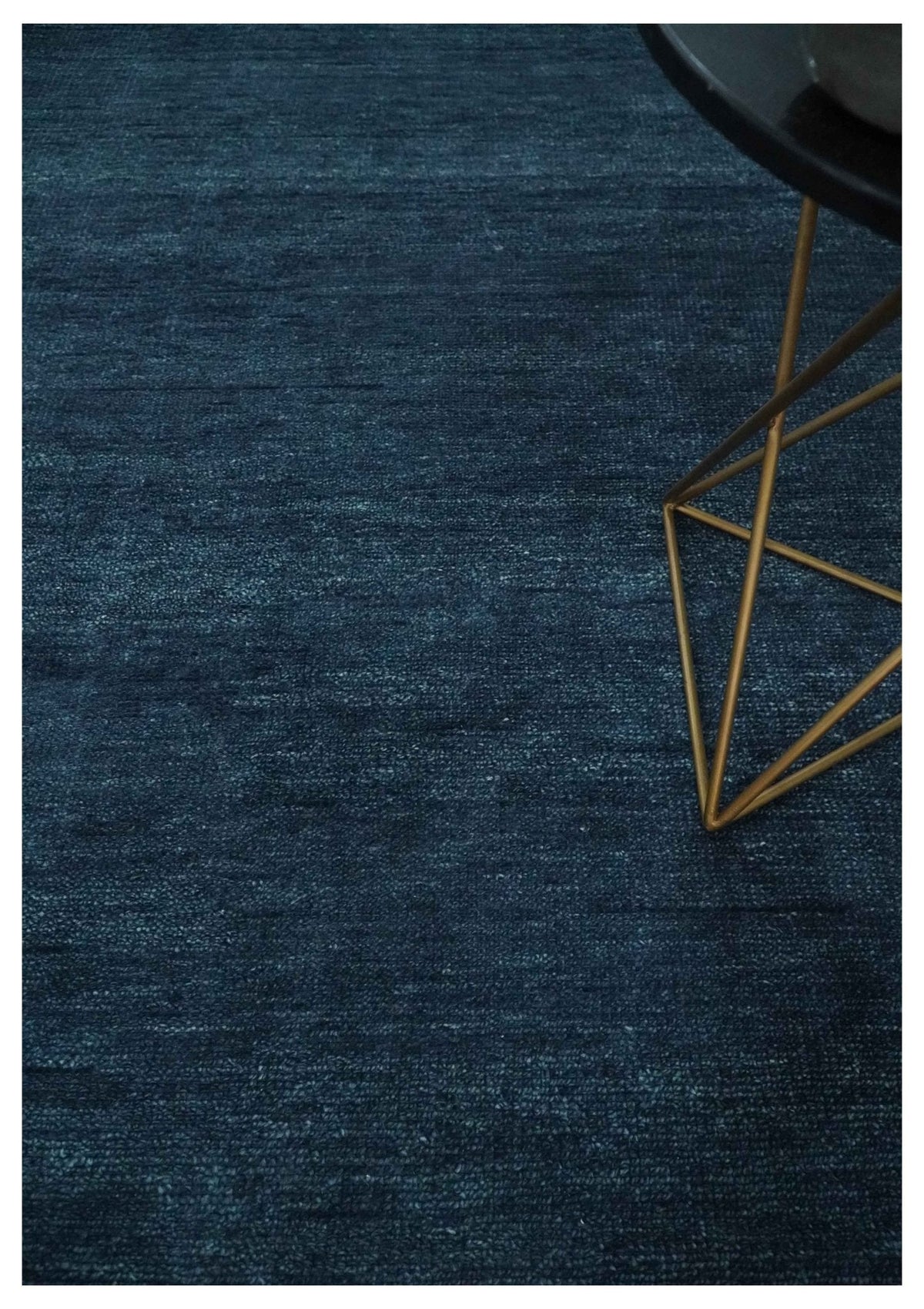 Custom Made Midnight blue Solid Hand knotted Modern wool Area Rug.