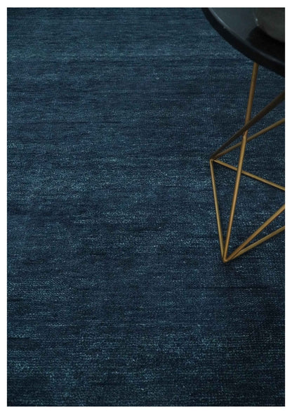 Custom Made Midnight blue Solid Hand knotted Modern wool Area Rug.
