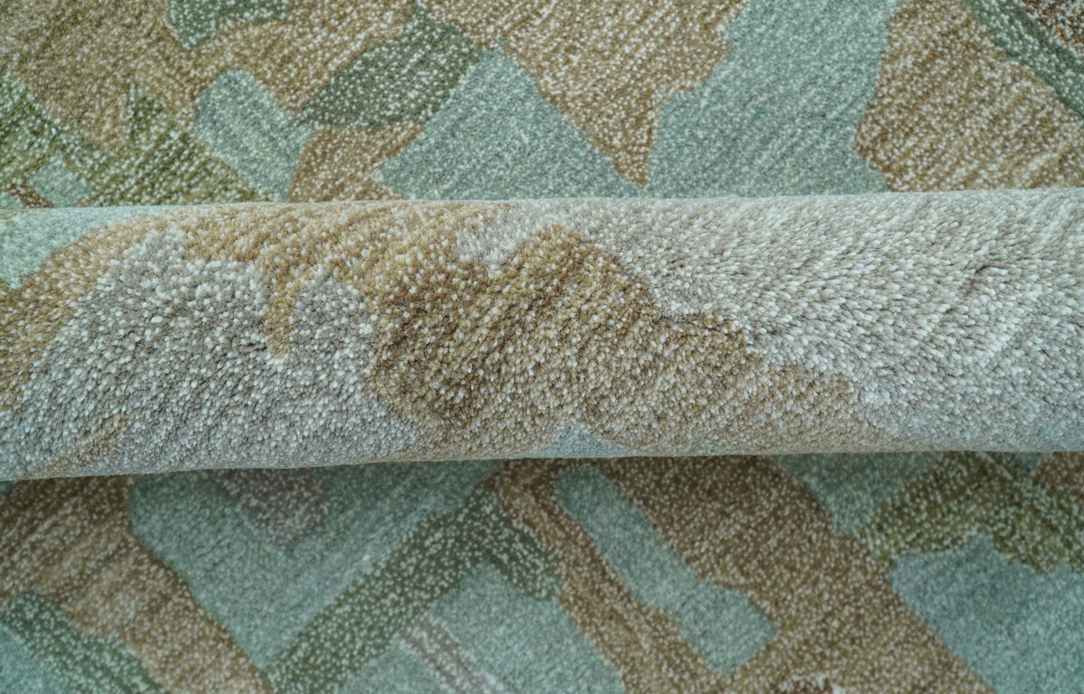 Custom Made Modern Abstract Blue Hand Tufted Wool Area Rug.