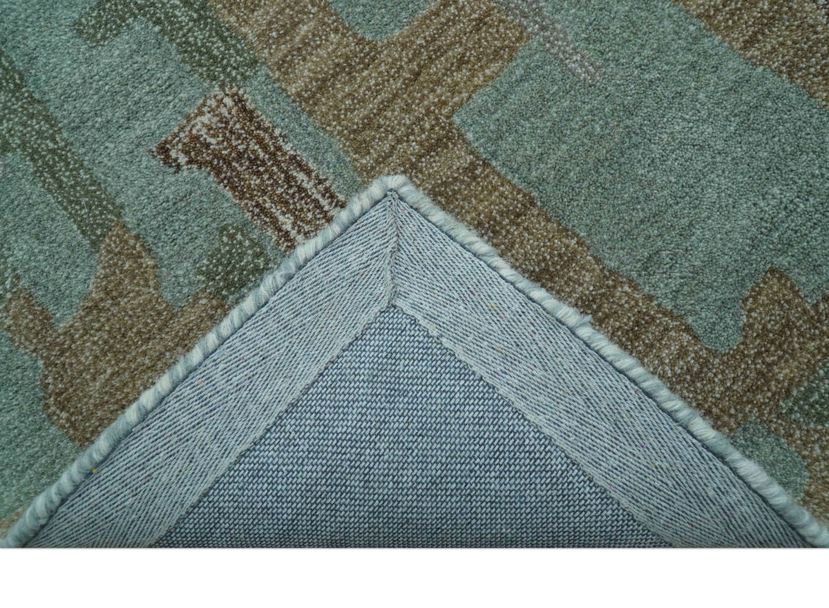 Custom Made Modern Abstract Blue Hand Tufted Wool Area Rug.