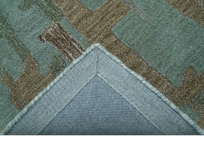 Custom Made Modern Abstract Blue Hand Tufted Wool Area Rug.