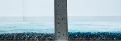 Custom Made Modern Abstract Blue Hand Tufted Wool Art-Silk Rug.