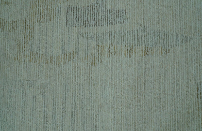 Custom Made Modern Abstract Design Ivory, Blue and Brown Hand Tufted Wool Area Rug.