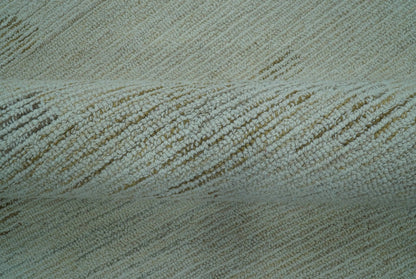 Custom Made Modern Abstract Design Ivory, Blue and Brown Hand Tufted Wool Area Rug.