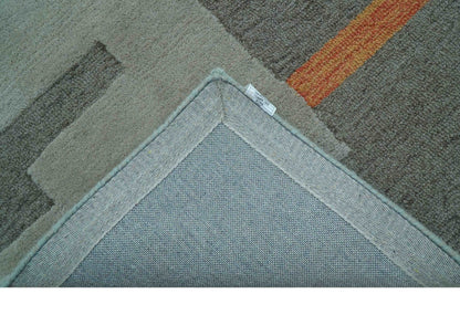 Custom Made Modern Abstract Gray And Blue Hand Tufted Wool Area Rug.