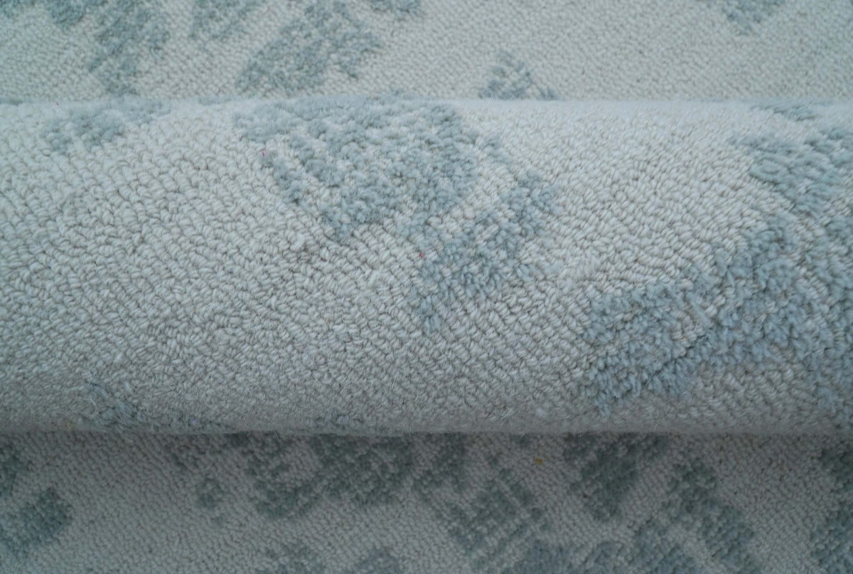 Custom Made Modern Abstract Gray Hand Tufted wool rug.