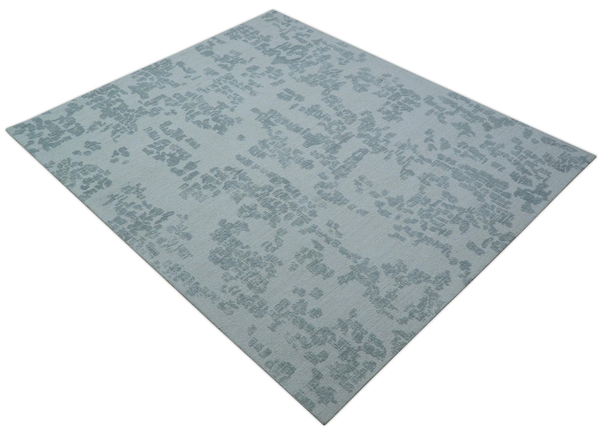 Custom Made Modern Abstract Gray Hand Tufted wool rug.