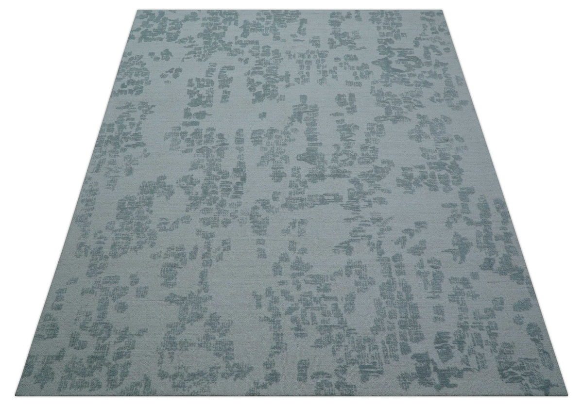 Custom Made Modern Abstract Gray Hand Tufted wool rug.