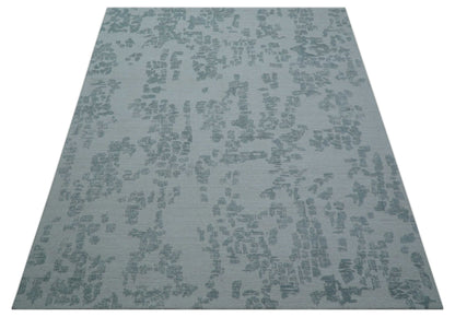 Custom Made Modern Abstract Gray Hand Tufted wool rug.
