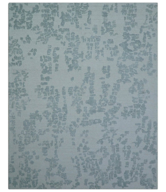 Custom Made Modern Abstract Gray Hand Tufted wool rug.