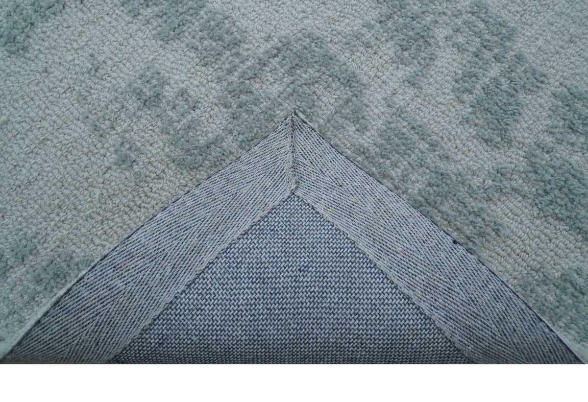 Custom Made Modern Abstract Gray Hand Tufted wool rug.