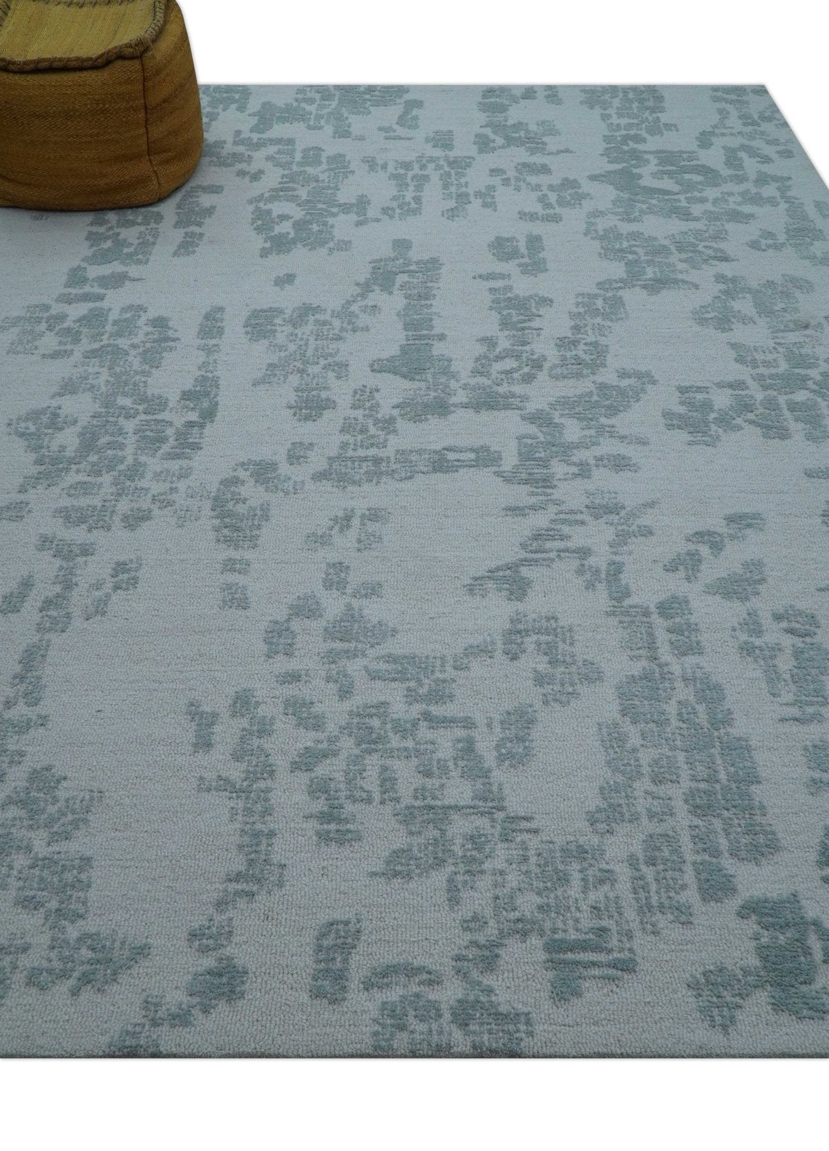 Custom Made Modern Abstract Gray Hand Tufted wool rug.