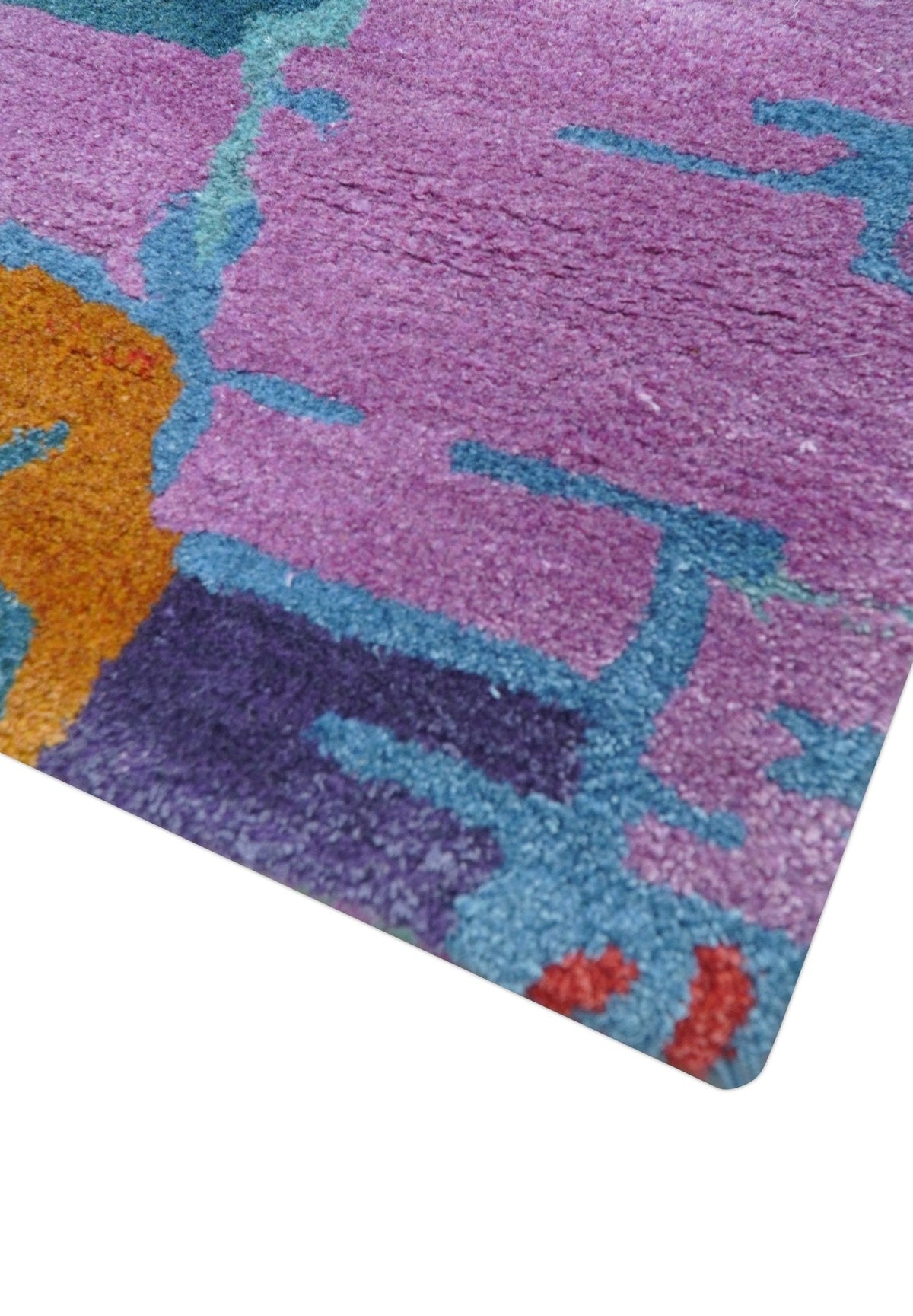 Custom Made Modern Abstract Multi-color Hand Tufted Wool-Art Silk Rug.