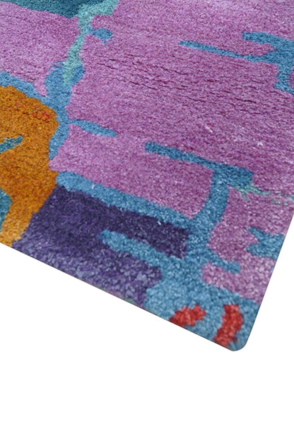 Custom Made Modern Abstract Multi-color Hand Tufted Wool-Art Silk Rug.