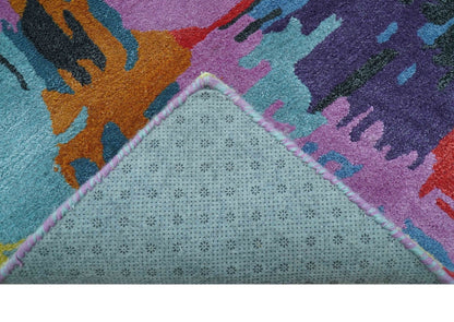 Custom Made Modern Abstract Multi-color Hand Tufted Wool-Art Silk Rug.