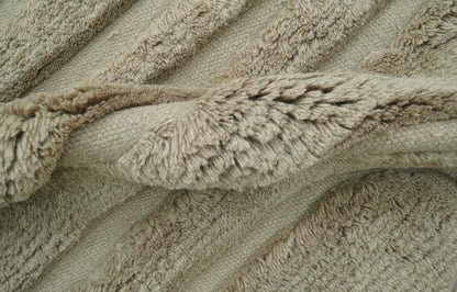 Custom Made Modern Contemporary Beige And Gray Hand Knotted Wool Rug.