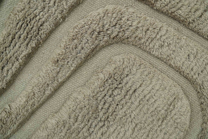 Custom Made Modern Contemporary Beige And Gray Hand Knotted Wool Rug.