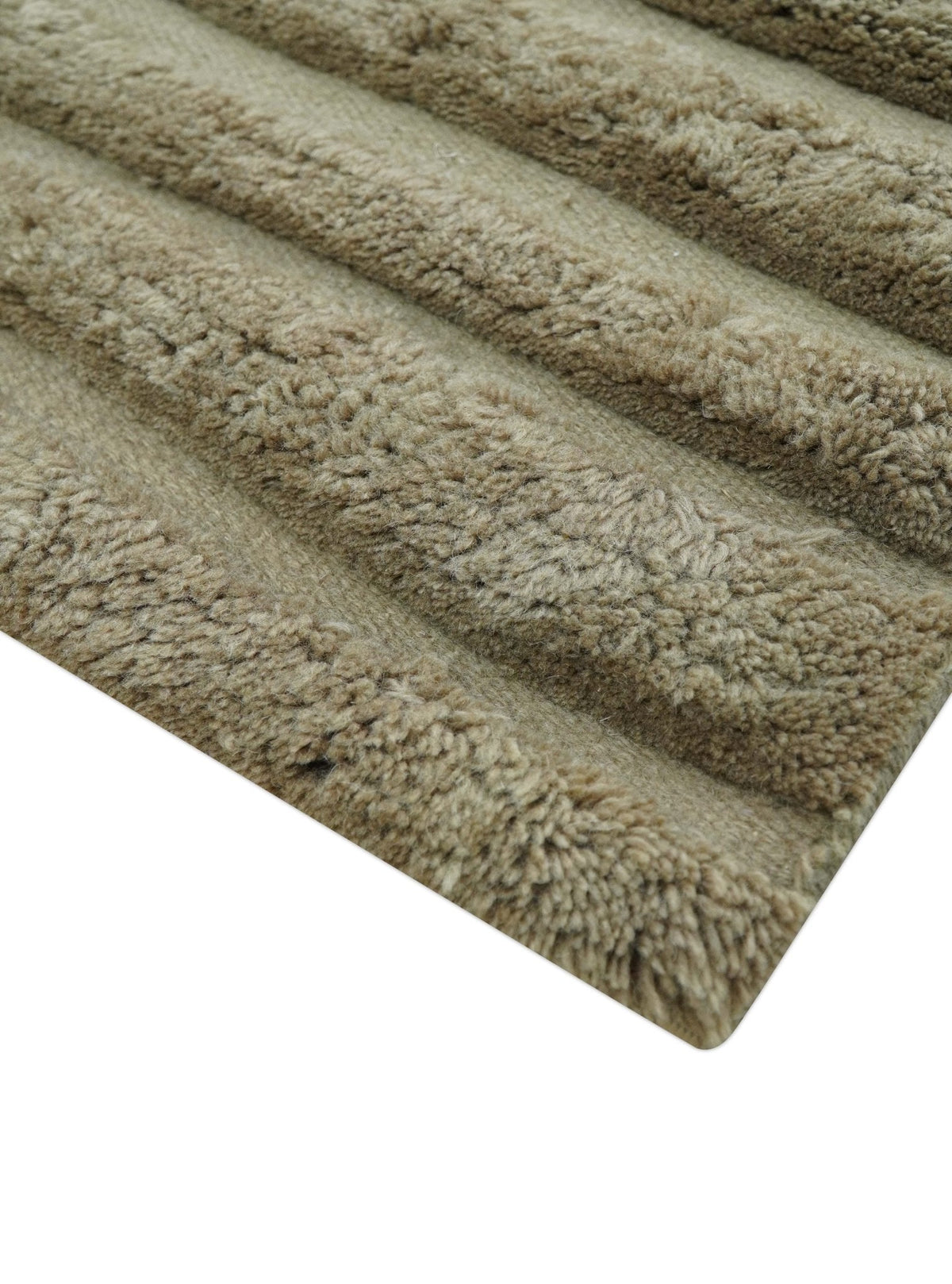 Custom Made Modern Contemporary Beige And Gray Hand Knotted Wool Rug.