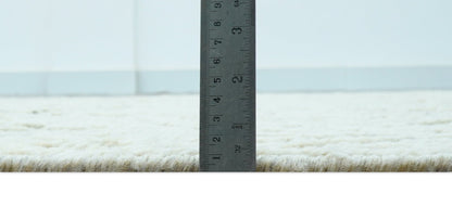 Custom Made Modern Contemporary Beige Hand Knotted Wool Area Rug.