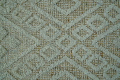 Custom Made Modern Contemporary Beige Hand Knotted Wool Area Rug.
