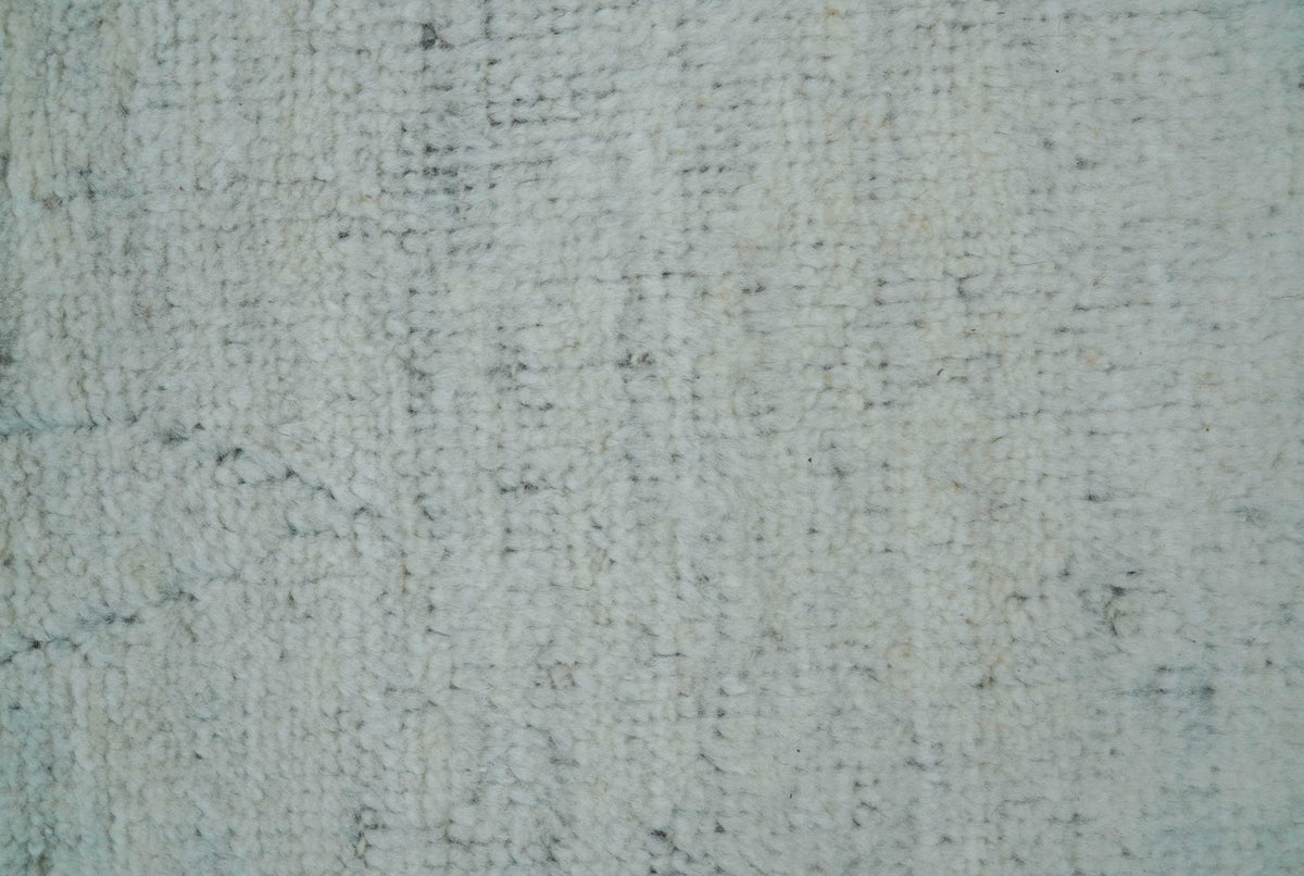 Custom Made Modern Contemporary White and Brown Hand Knotted Wool Rug.