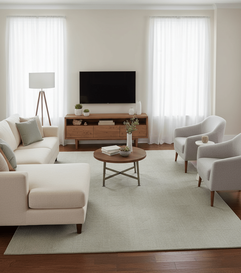 Custom Made Modern Geometrical Beige and Silver Hand Tufted Natural Wool Area Rug.