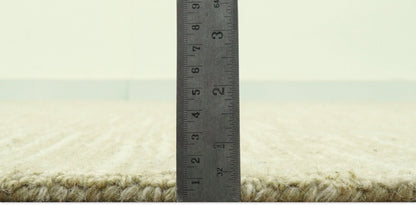 Custom Made Modern Geometrical Beige Hand Tufted Wool Area Rug.