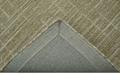 Custom Made Modern Geometrical Beige Hand Tufted Wool Area Rug.