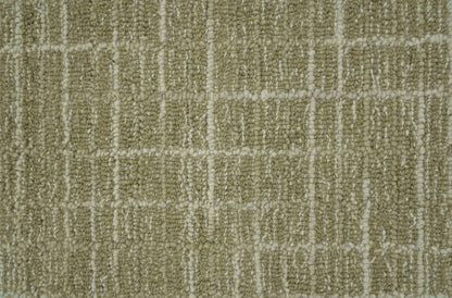 Custom Made Modern Geometrical Beige Hand Tufted Wool Area Rug.