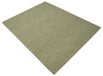 Custom Made Modern Geometrical Beige Hand Tufted Wool Area Rug.