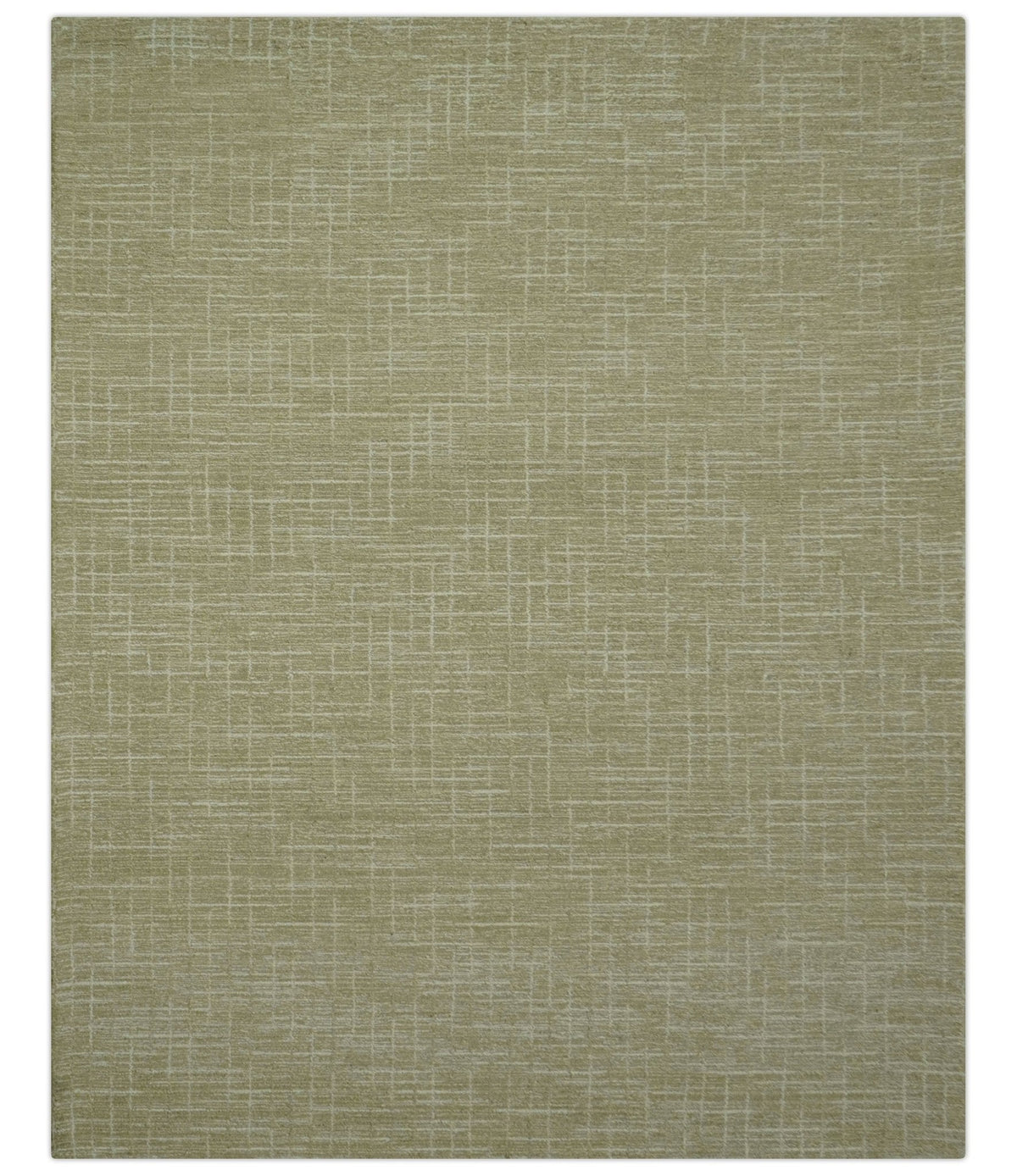 Custom Made Modern Geometrical Beige Hand Tufted Wool Area Rug.