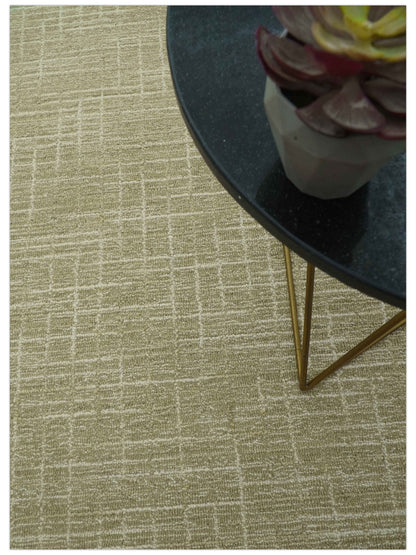 Custom Made Modern Geometrical Beige Hand Tufted Wool Area Rug.