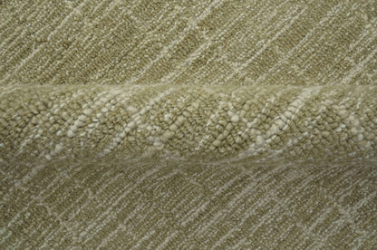 Custom Made Modern Geometrical Beige Hand Tufted Wool Area Rug.
