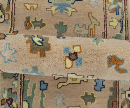 Custom Made Modern Oushak Peach And Rust Hand Tufted Runner Wool Rug.