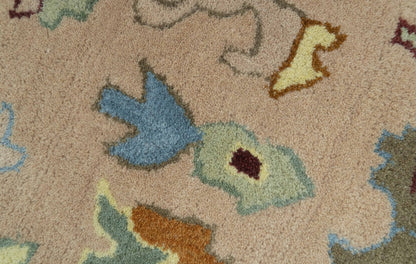 Custom Made Modern Oushak Peach And Rust Hand Tufted Runner Wool Rug.
