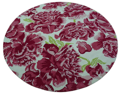Custom Made Modern Pink Floral Hand Tufted Wool Rug.