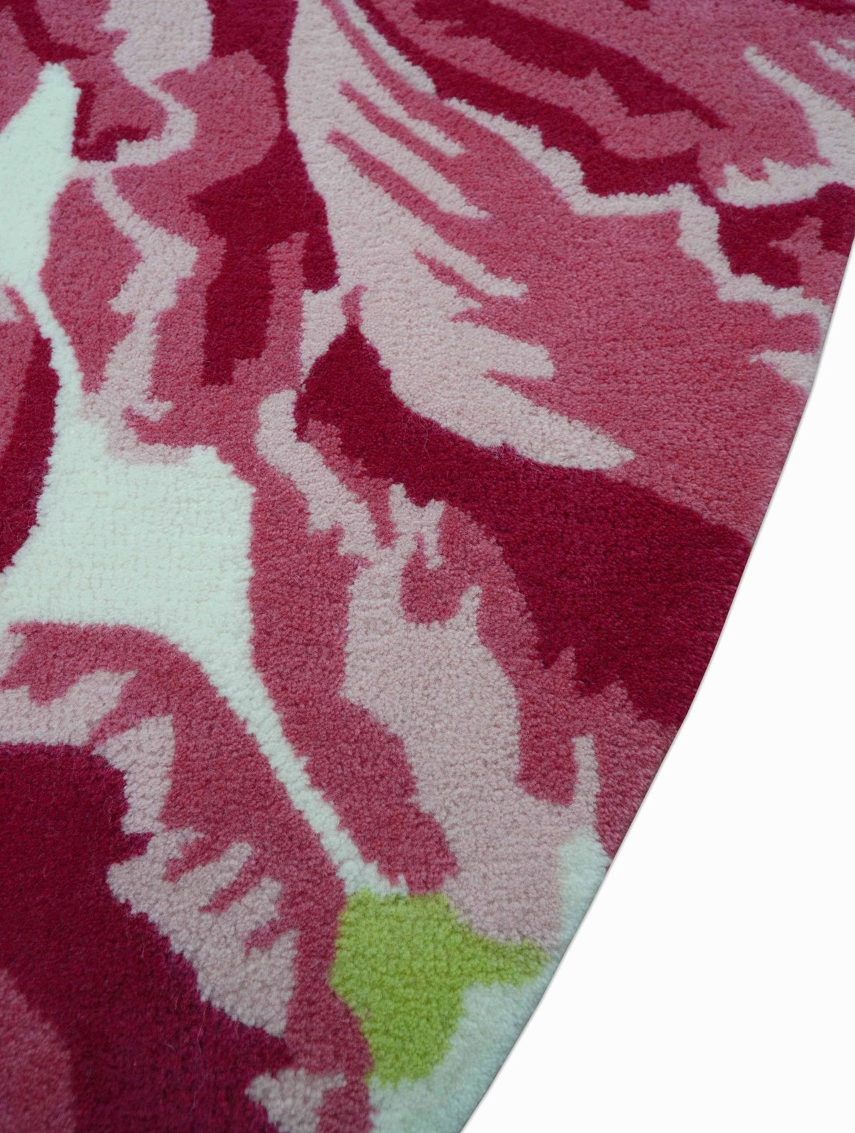 Custom Made Modern Pink Floral Hand Tufted Wool Rug.