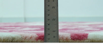 Custom Made Modern Pink Floral Hand Tufted Wool Rug.