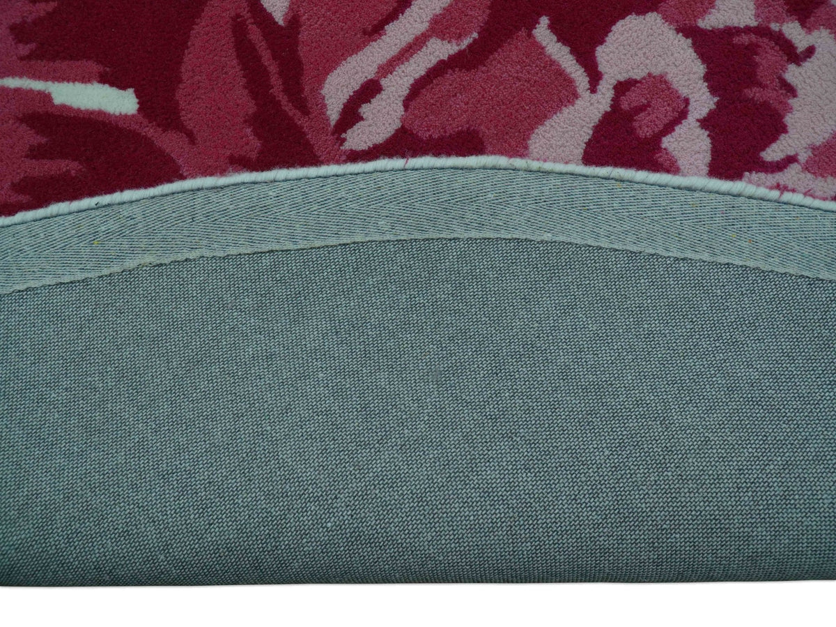Custom Made Modern Pink Floral Hand Tufted Wool Rug.