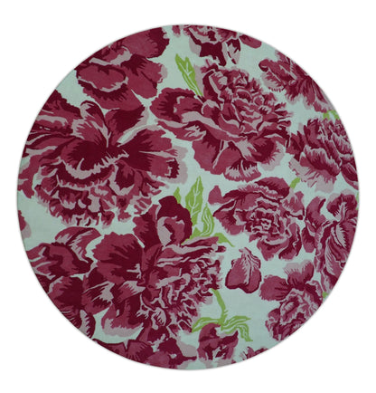 Custom Made Modern Pink Floral Hand Tufted Wool Rug.